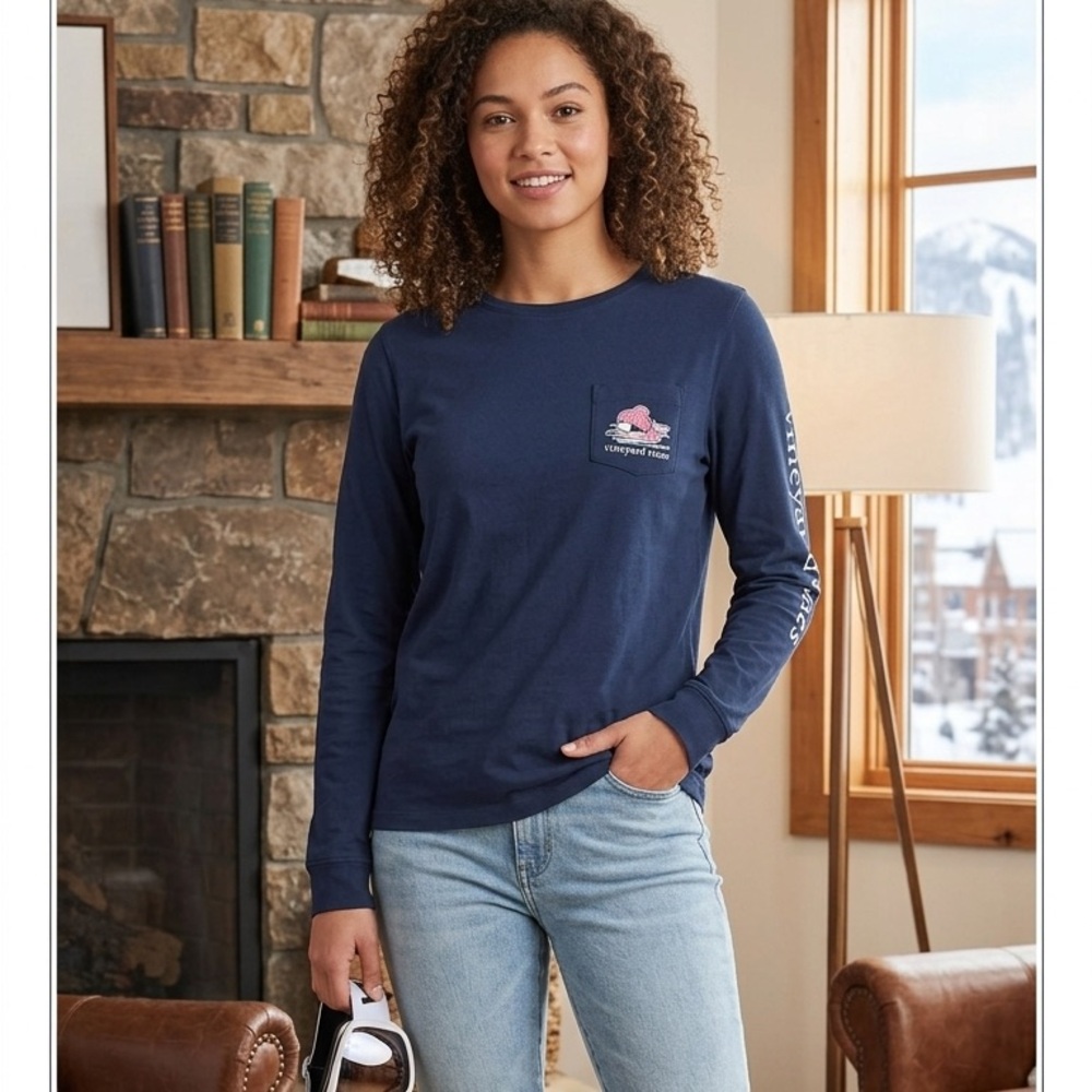 Vineyard Vines Classic Navy Long Sleeve Tee